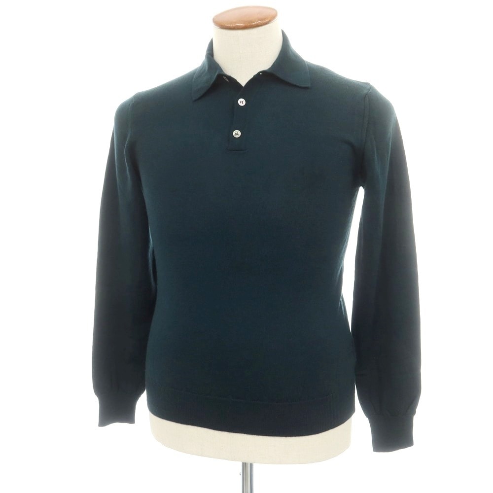 【中古】ビームスエフ BEAMS F ハイゲージ ウール 長袖 ポロニット グリーン【サイズ46】【メンズ】