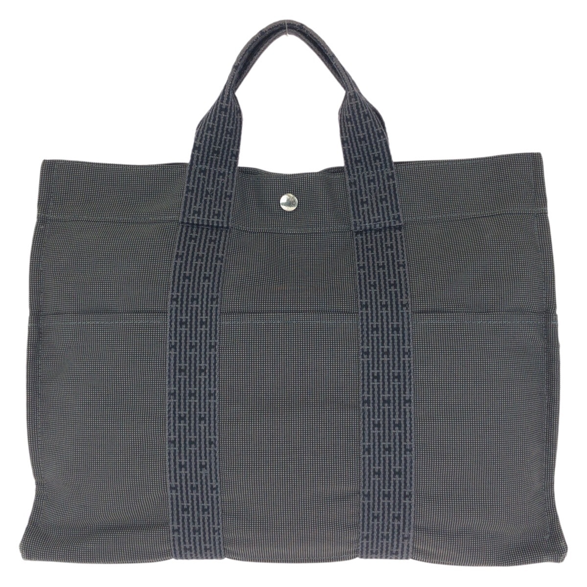 美品 HERMES エルメス エールラインMM グレー シルバー金具 ポリアミド ポリエステル/ トートバッグ ハンドバッグ 602074 【中古】