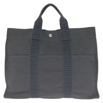 美品 HERMES エルメス エールラインMM グレー シルバー金具 ポリアミド ポリエステル/ トートバッグ ハンドバッグ 602074 【中古】