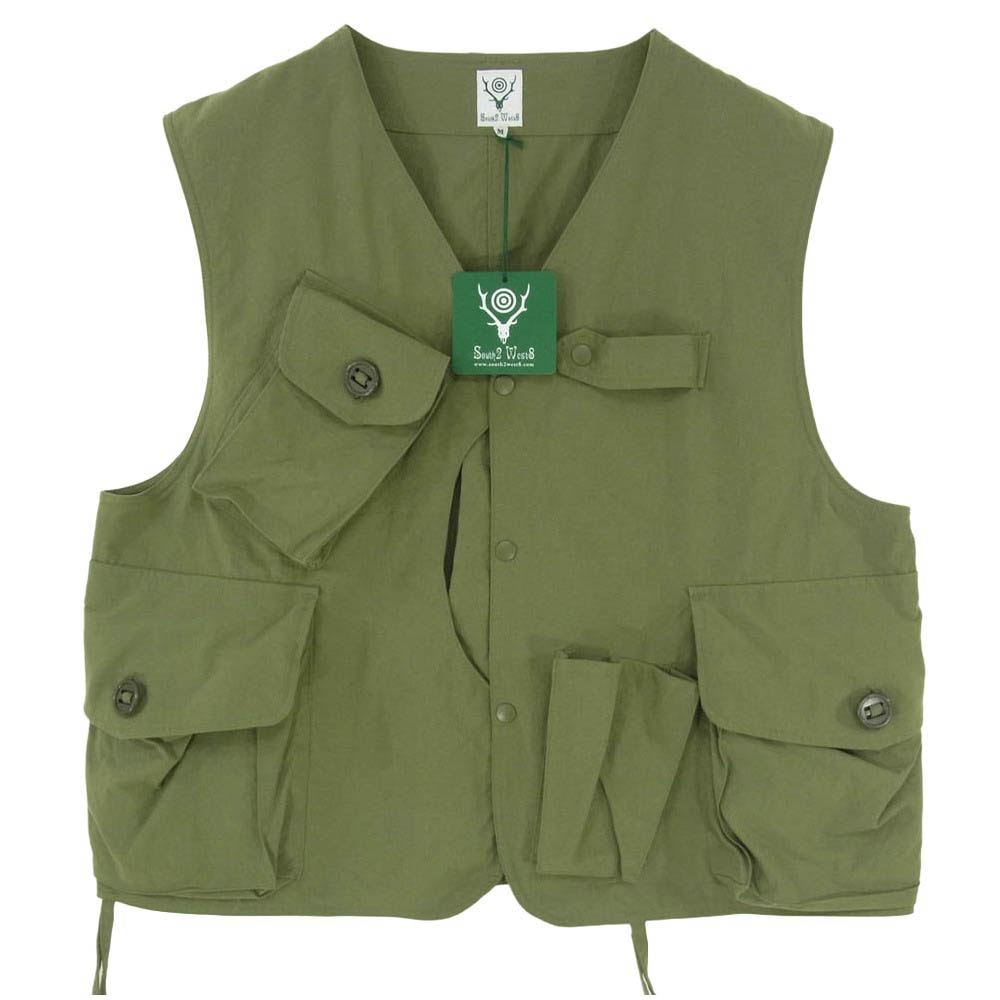 South2 West8 サウスツーウェストエイト Tenkara Vest テンカラ マルチポケット カーゴ ベスト カーキ系 M【中古】