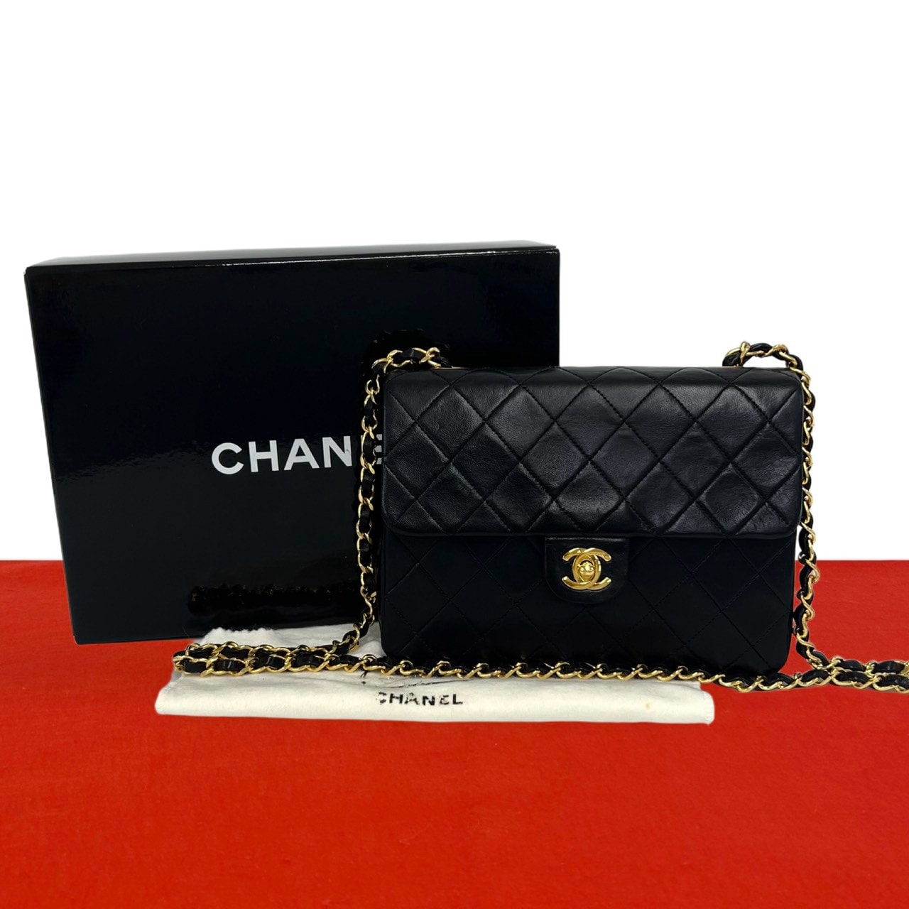 CHANEL シャネル マトラッセ ココマーク ラムスキン ショルダーバッグ ブラック
 20958