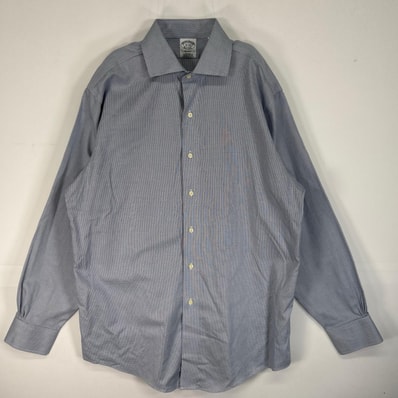 古着 ブルックスブラザーズ Brooks Brothers 長袖シャツ REGENT 1818 肉厚 光沢 L ネイビー系 総柄 メンズ