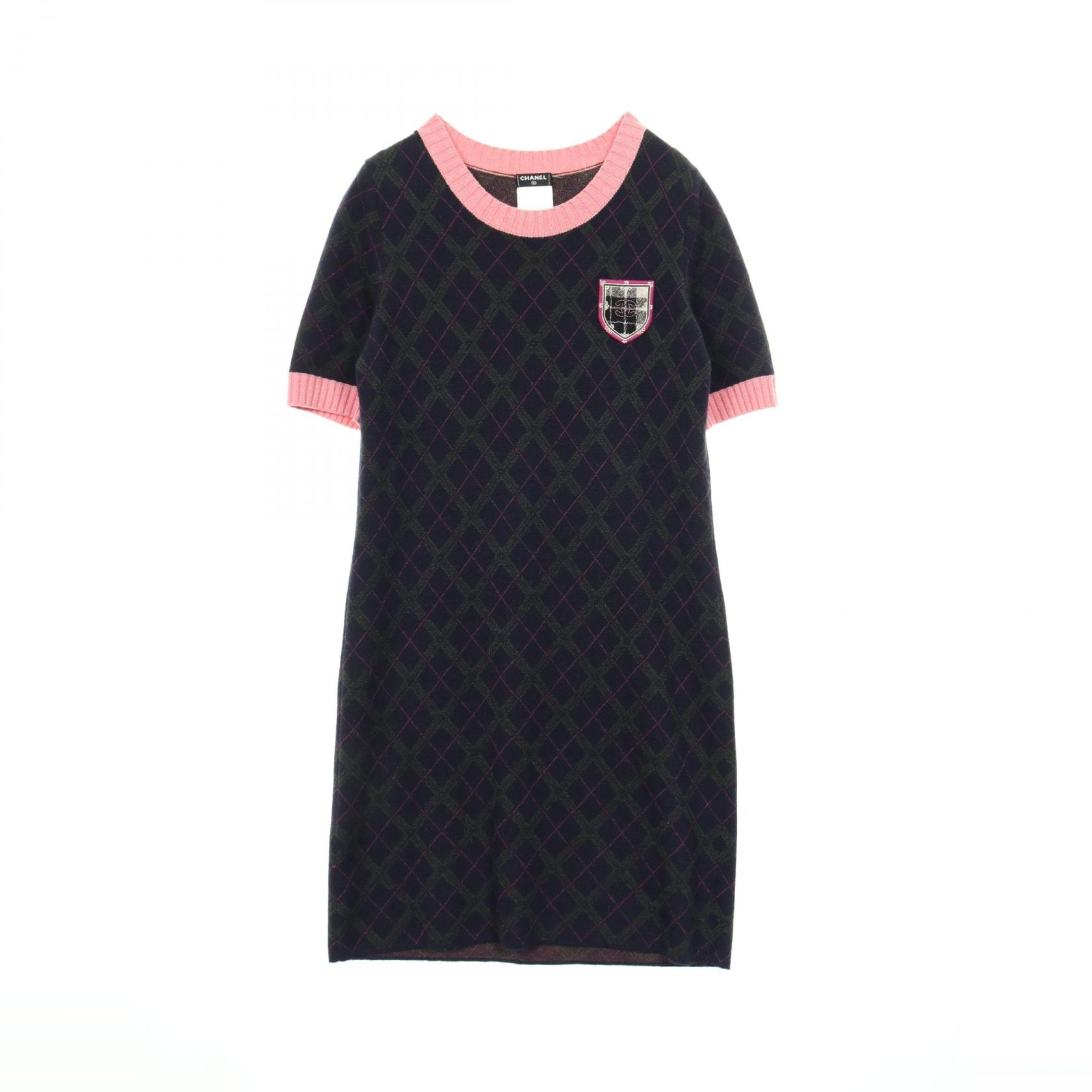 シャネル CHANEL ワンピース 衣料品 トップス シルク カシミヤ / アルパカ レディース ネイビー系 / ピンク系 / グリーン系 【中古】