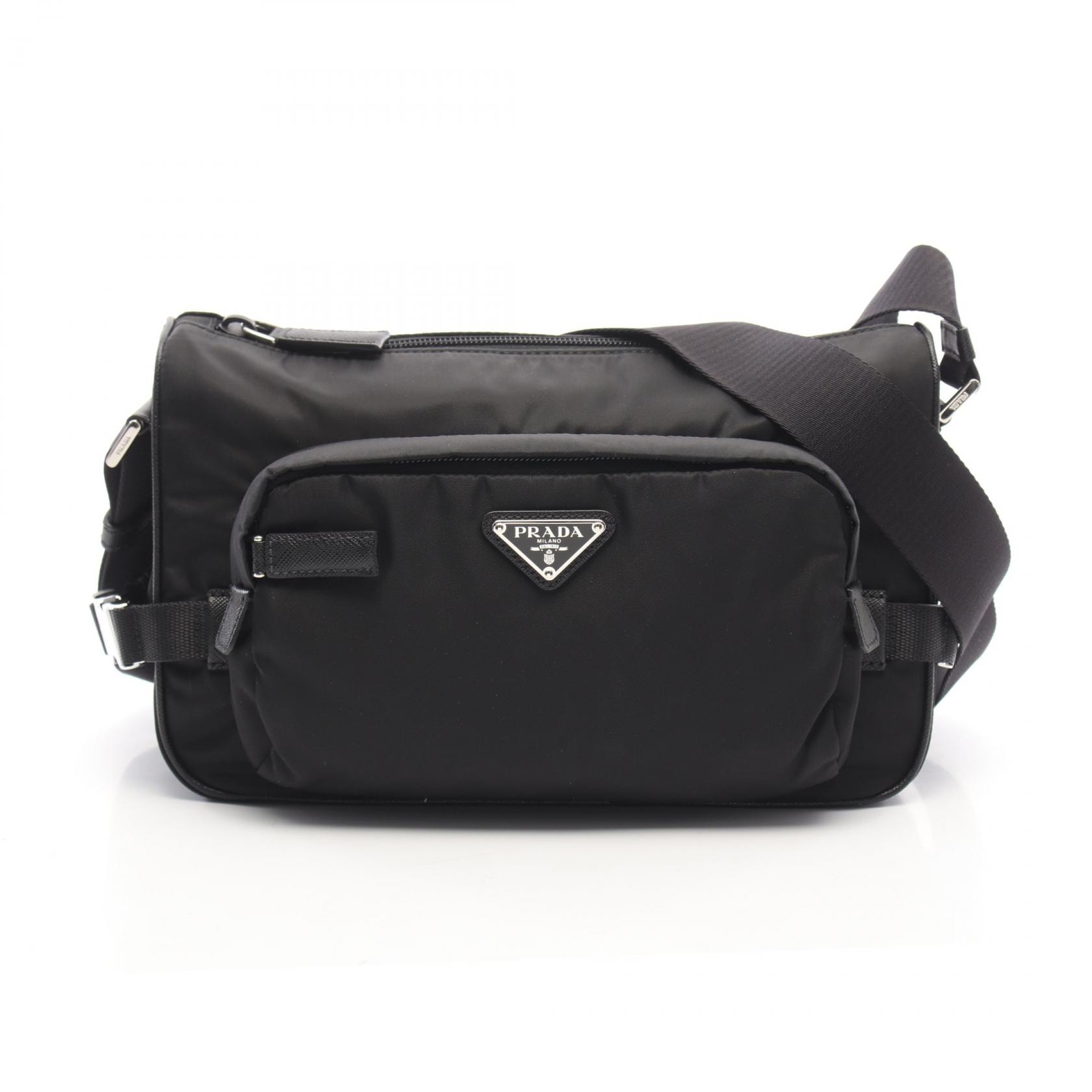 プラダ PRADA Re-Nylon ミディアム ショルダーバッグ バッグ ナイロン サフィアーノレザー レディース ブラック系 2VH1922DMGF0002 【新品】