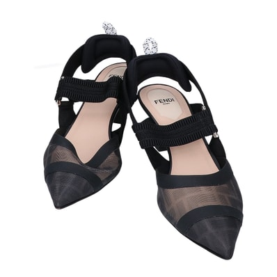 フェンディ 【美品】コリブリ メッシュ スリングバック パンプス 36 1/2