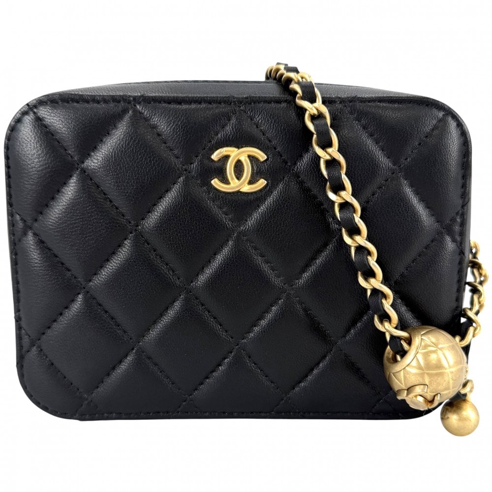 CHANEL シャネル ショルダーバッグ マトラッセ ミニ ココボール チェーンショルダー 肩掛け 斜め掛け ココマーク ヴィンテージ 小さめ カメラバッグ ラムスキン ブラック 黒 ゴールド金具 レディース【中古品】