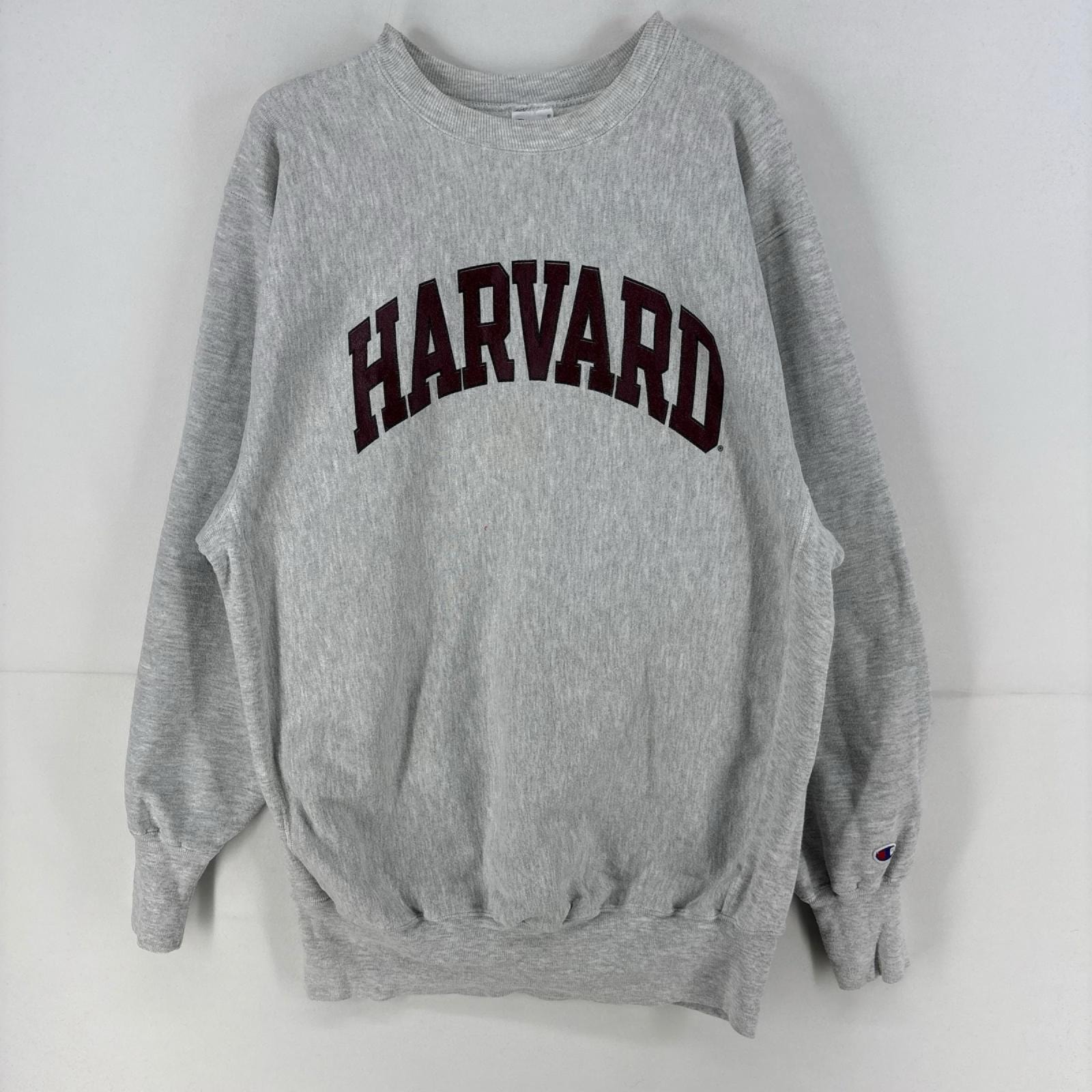 古着 90's/90年代 チャンピオン Champion スウェット 刺繍 プリント ハーバード リバースウィーブ カレッジロゴ 2XL  グレー メンズ