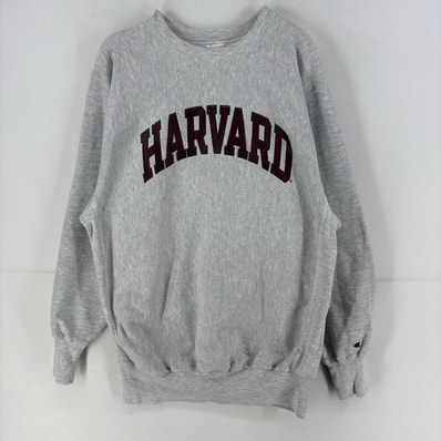 古着 90's/90年代 チャンピオン Champion スウェット 刺繍 プリント ハーバード リバースウィーブ カレッジロゴ 2XL グレー メンズ