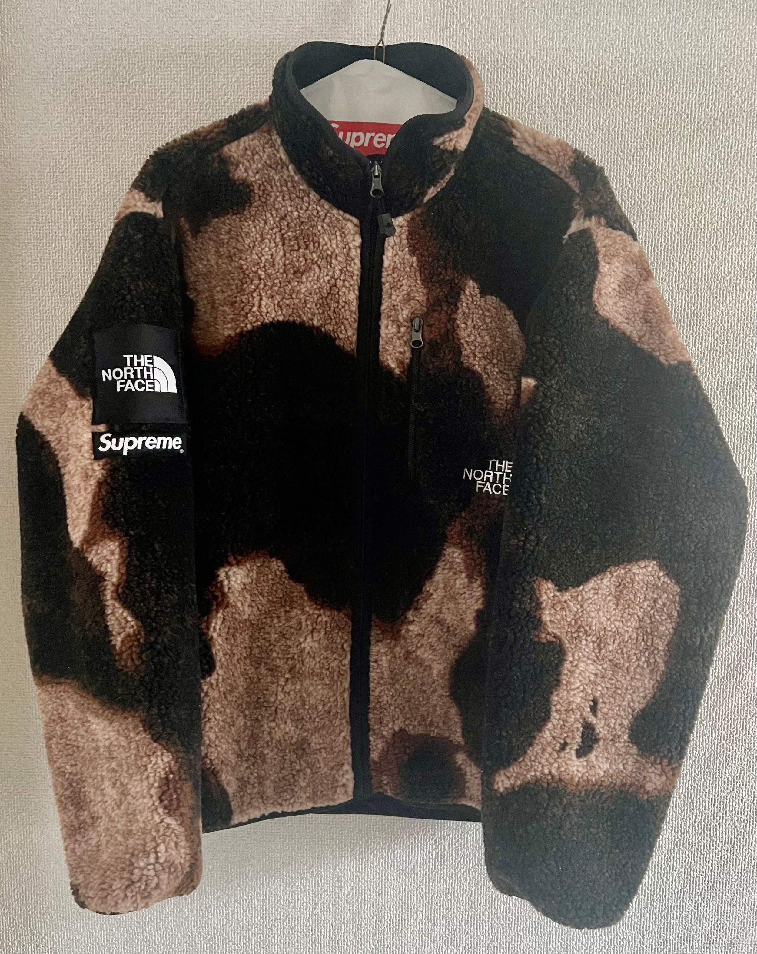 Supreme x The North Face Bleached Denim Print Fleece Jacket "Black"