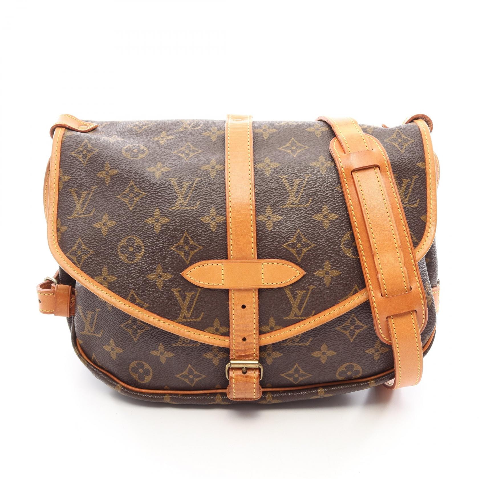 ルイ・ヴィトン LOUIS VUITTON ソミュール30 ショルダーバッグ バッグ PVCコーティングキャンバス レザー モノグラム レディース ブラウン系 M42256 【中古】