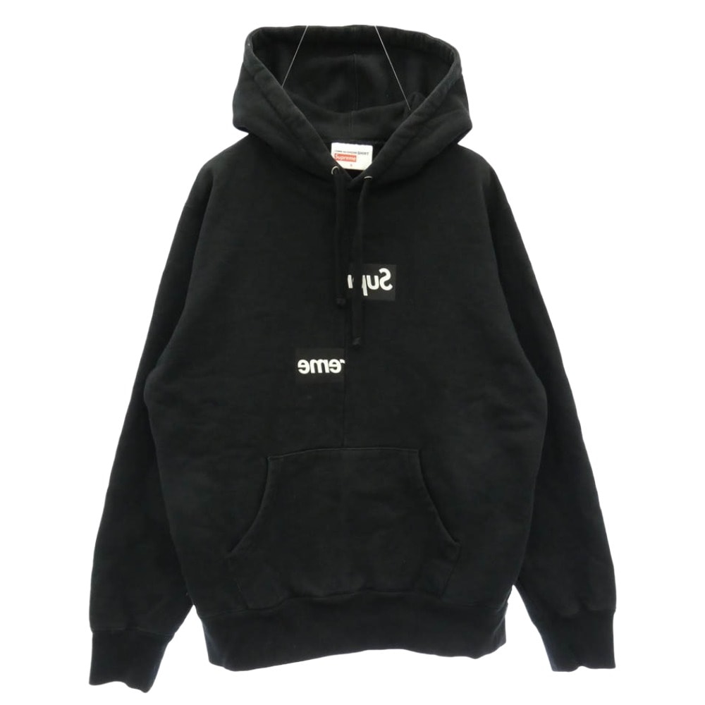 Supreme シュプリーム 18AW × Comme des GARCONS SHIRT Split Box Logo Hooded Sweatshirt コムデギャルソン シャツ プルオーバー パーカー ブラック系 S【中古】