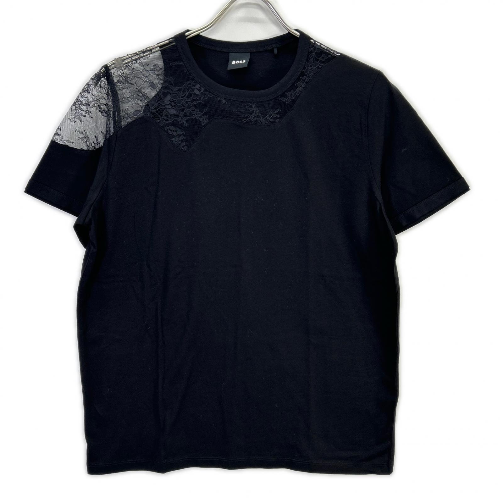 ボス 50548744 ブラック マーセライズ 加工 コットン Tシャツ S