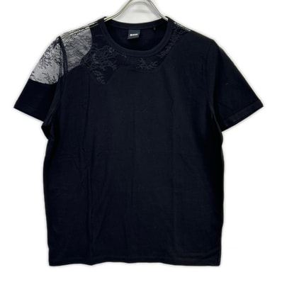 ボス 50548744 ブラック マーセライズ 加工 コットン Tシャツ S