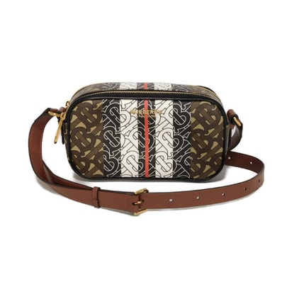 BURBERRY バーバリー TB モノグラム ミニ カメラバッグ 箔押し ロゴ ホワイト ブラック マルチカラー 2WAY ベルトバッグ Eキャンバス ブライドルブラウン ショルダーバッグ 8032774
