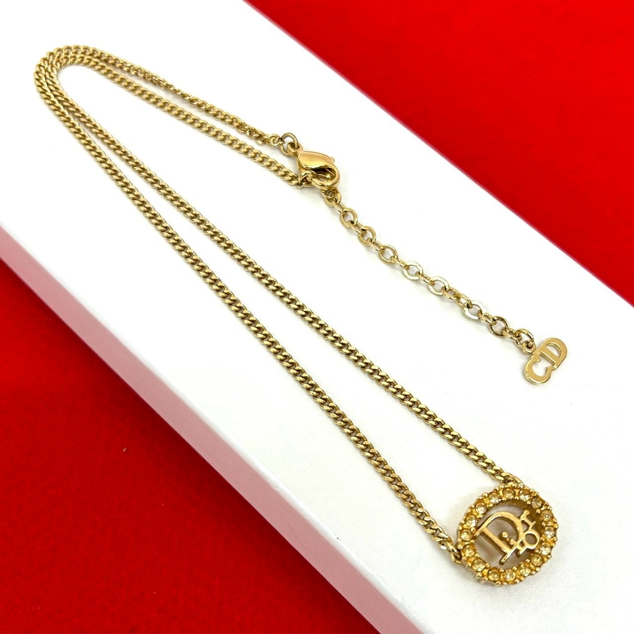 Christian Dior ディオール ロゴ モチーフ GP ラインストーン ネックレス ゴールド
92796