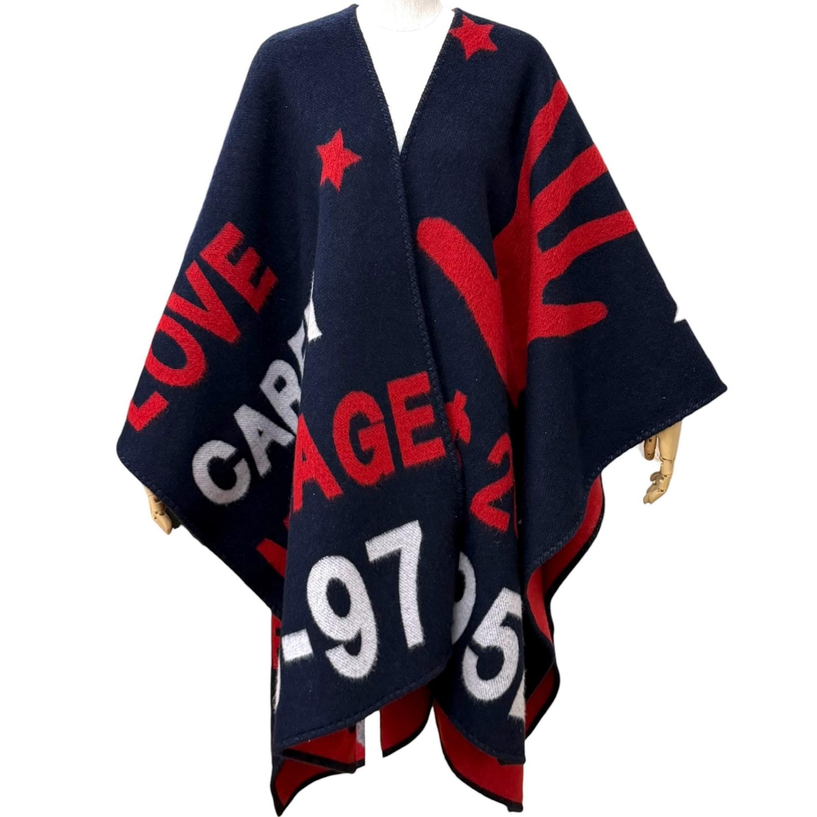 美品 モンクレール ジーニアス 2 ポンチョ PONCHO ネイビー UNI