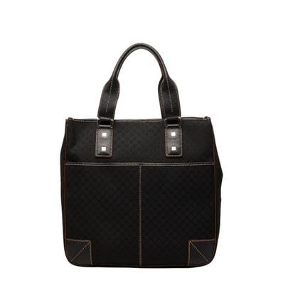 セリーヌ マカダム ハンドバッグ ブラック キャンバス レザー レディース CELINE 【中古】