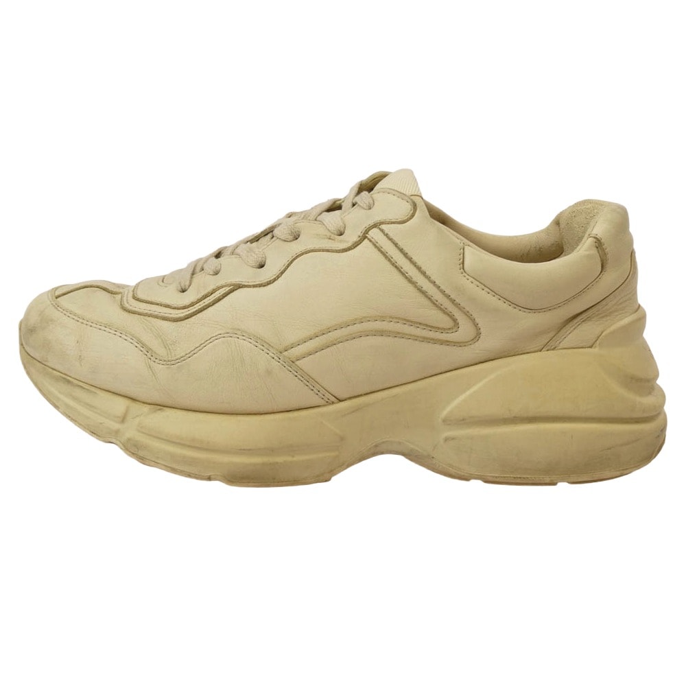 GUCCI グッチ スニーカー 498916 RHYTON ライトン ヴィンテージ加工 レザー スニーカー ホワイト系 7【中古】