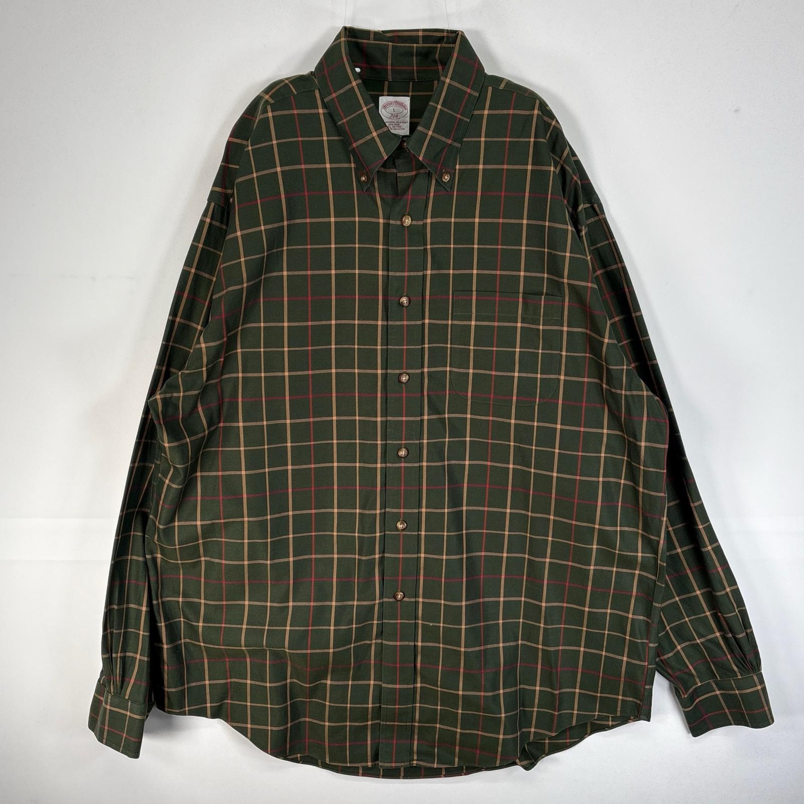 古着 ブルックスブラザーズ Brooks Brothers 長袖シャツ チェック 胸ポケ 346 L  グリーン系 マルチカラー メンズ