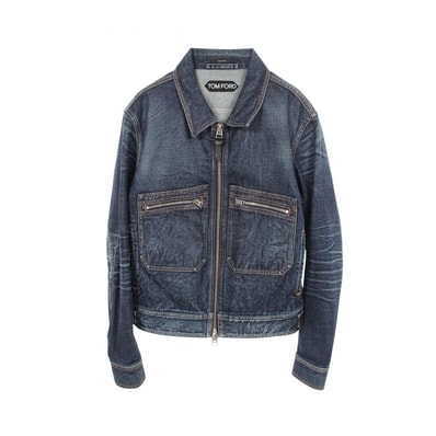 トムフォード TOM FORD デニムジャケット 衣料品 アウター コットン メンズ ネイビー系 【中古】