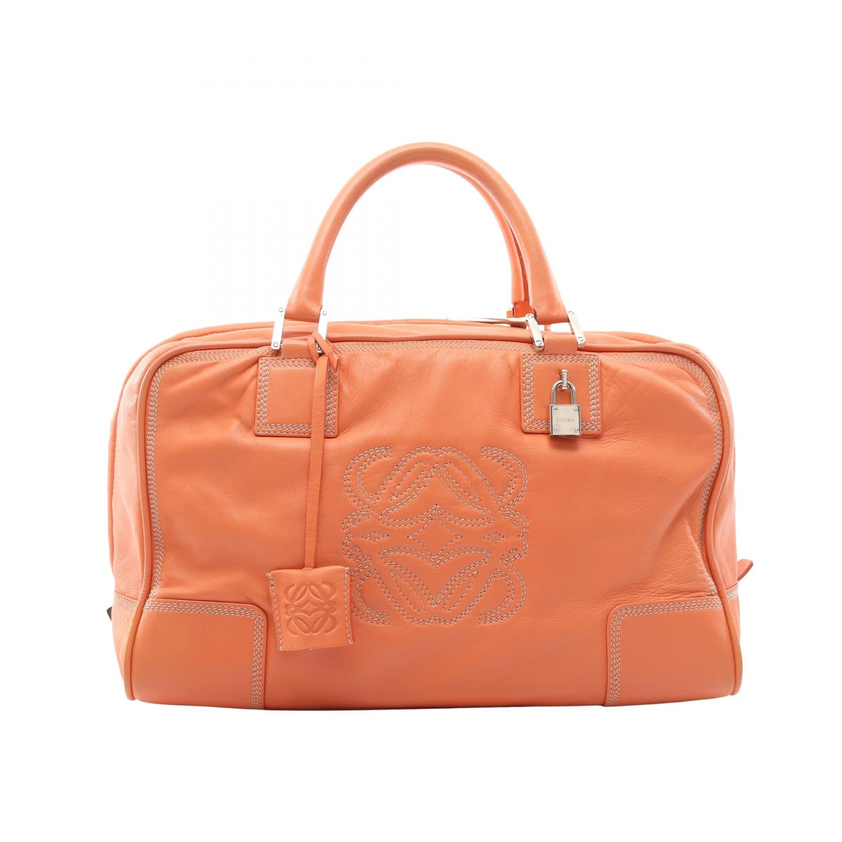ロエベ LOEWE アマソナ36 ハンドバッグ バッグ レザー レディース オレンジ系 【中古】
