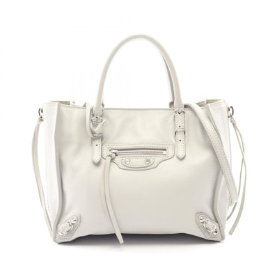 バレンシアガ BALENCIAGA ザ ペーパーミニ 2WAY ハンドバッグ バッグ レザー レディース グレー系 305572 【中古】