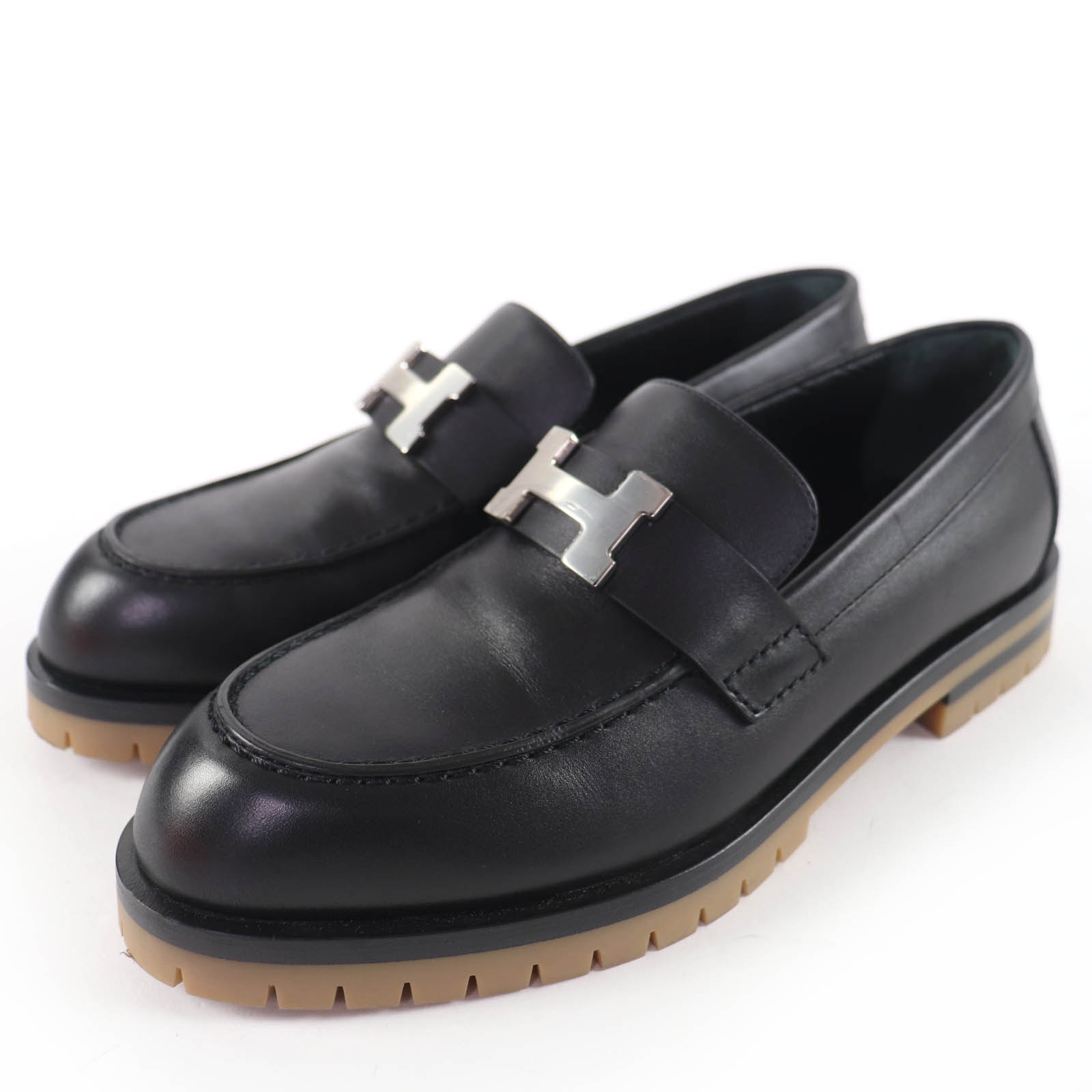 極美品 エルメス ローファー フォーブル ブラック レディース 36