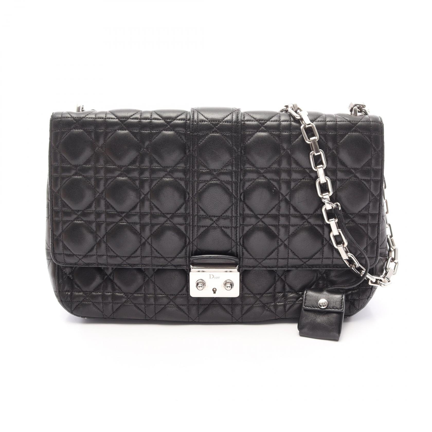 ディオール Dior ニューロック カナージュ ショルダーバッグ バッグ レザー レディース ブラック系 【中古】