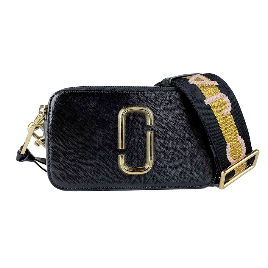 マークジェイコブス MARC JACOBS ショルダーバッグ スナップショット PVCコーティングキャンバス ブラック/アイボリー/グレー レディース【中古】 z10756