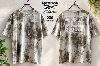 Reebok Classic 総柄Tシャツ 2XO 3XL ビッグサイズ バックプリント