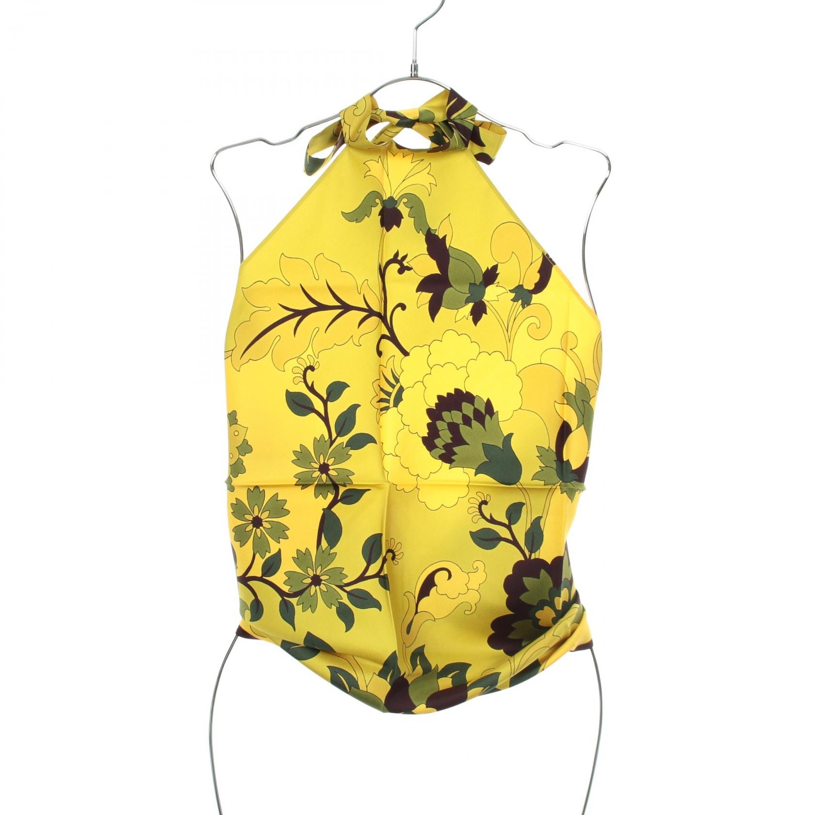 ディオール Dior 花柄 ホルターネック タンクトップ 衣料品 トップス シルク レディース イエロー系 / グリーン系 / ブラウン系 【中古】