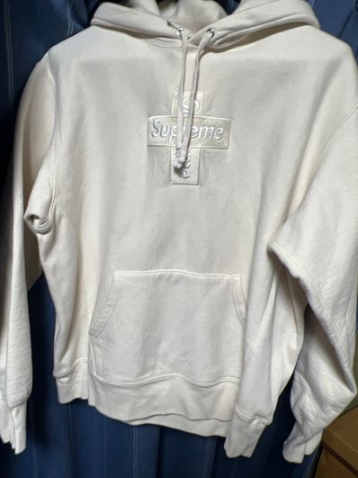 Supreme Cross Box Logo Hooded Sweatshirt "Natural"