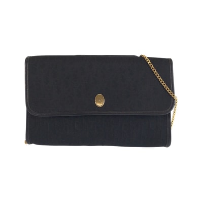 美品 Christian Dior クリスチャンディオール ヴィンテージ トロッター ブラック 黒 ゴールド金具 キャンバス チェーンショルダーバッグ ポシェット 601790 【中古】