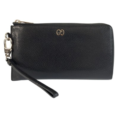 GUCCI グッチ GGメタル ブラック 黒 シルバー金具 レザー 長財布 リストウォレット 602949 【中古】