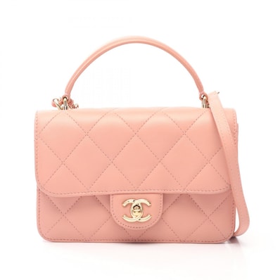シャネル CHANEL マトラッセ トップハンドル 2WAY ショルダーバッグ バッグ レザー レディース ピンク系 【中古】