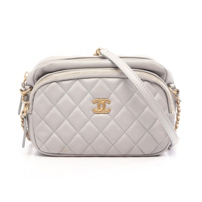シャネル CHANEL マトラッセ ショルダーバッグ バッグ レザー レディース グレー系 【中古】
