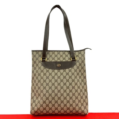 GUCCI グッチ GG ロゴ 金具 レザー PVC トートバッグ ブラウン
68695
