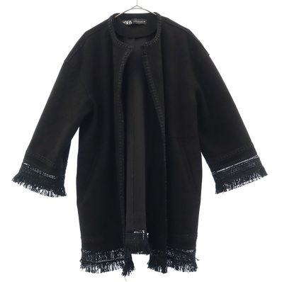 ZARA フリンジ ノーカラージャケット