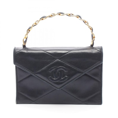 シャネル CHANEL ココマーク ダイヤステッチ ハンドバッグ バッグ ラムスキン(羊革) レディース ブラック系 【中古】