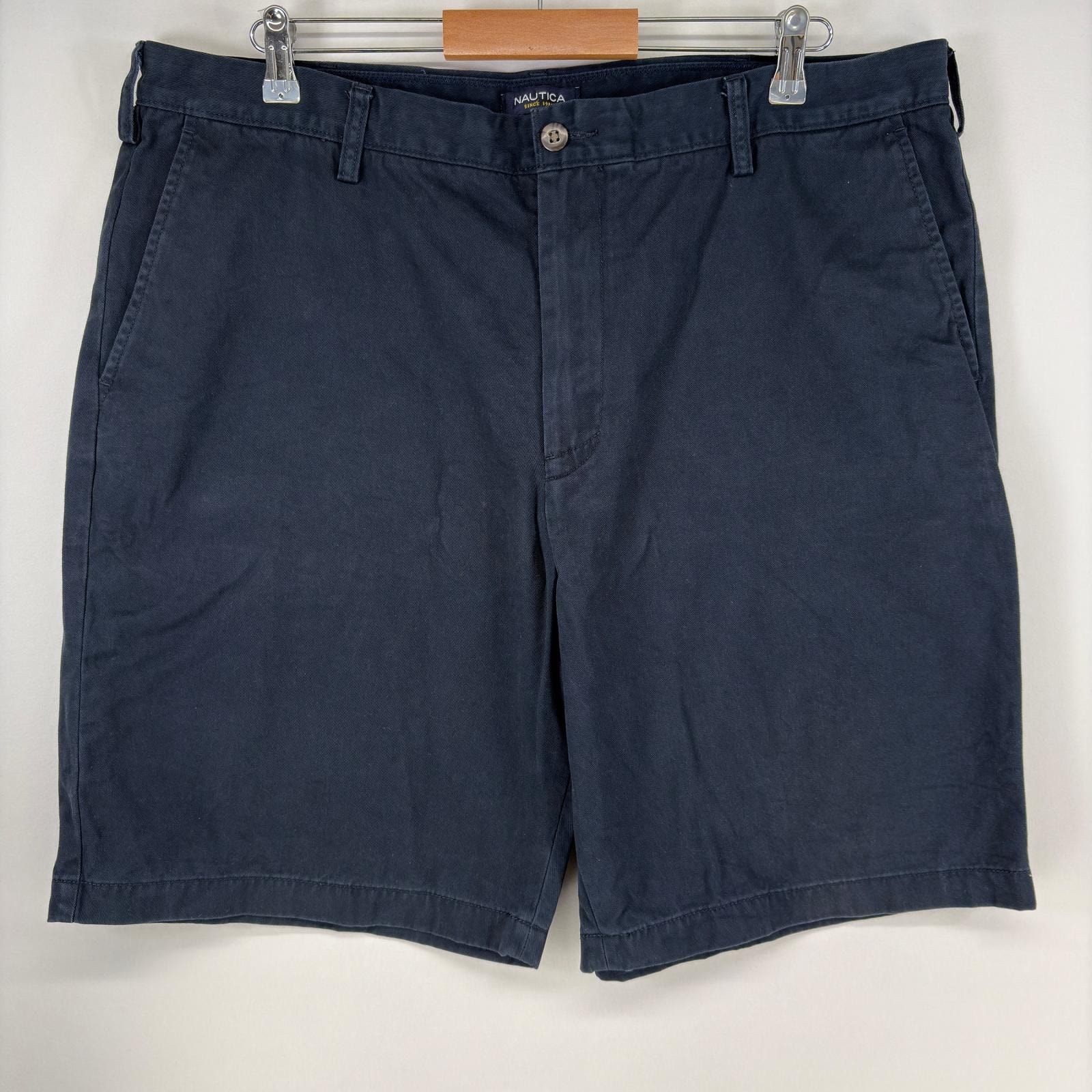 古着 ノーティカ NAUTICA ショートパンツ ワンポイントロゴ ジップ ハーフパンツ チノパン w40  ネイビー メンズ