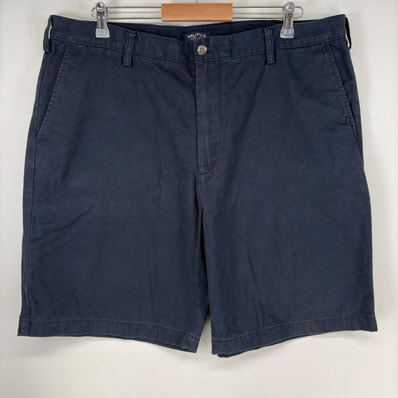 古着 ノーティカ NAUTICA ショートパンツ ワンポイントロゴ ジップ ハーフパンツ チノパン w40 ネイビー メンズ