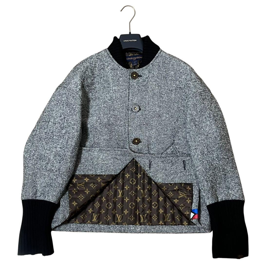 美品 LOUIS VUITTON ルイヴィトン モノグラム クロップド グレー ウール ナイロン/ シルク/ ブルゾン I2-00026 【中古】