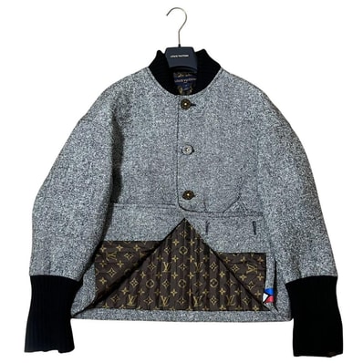 美品 LOUIS VUITTON ルイヴィトン モノグラム クロップド グレー ウール ナイロン/ シルク/ ブルゾン I2-00026 【中古】