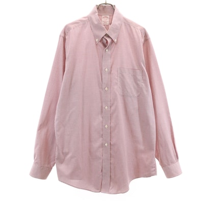 Brooks Brothers ブルックスブラザーズ チェック柄 長袖 ボタンダウンシャツ 15 1/2-4/5 レッド