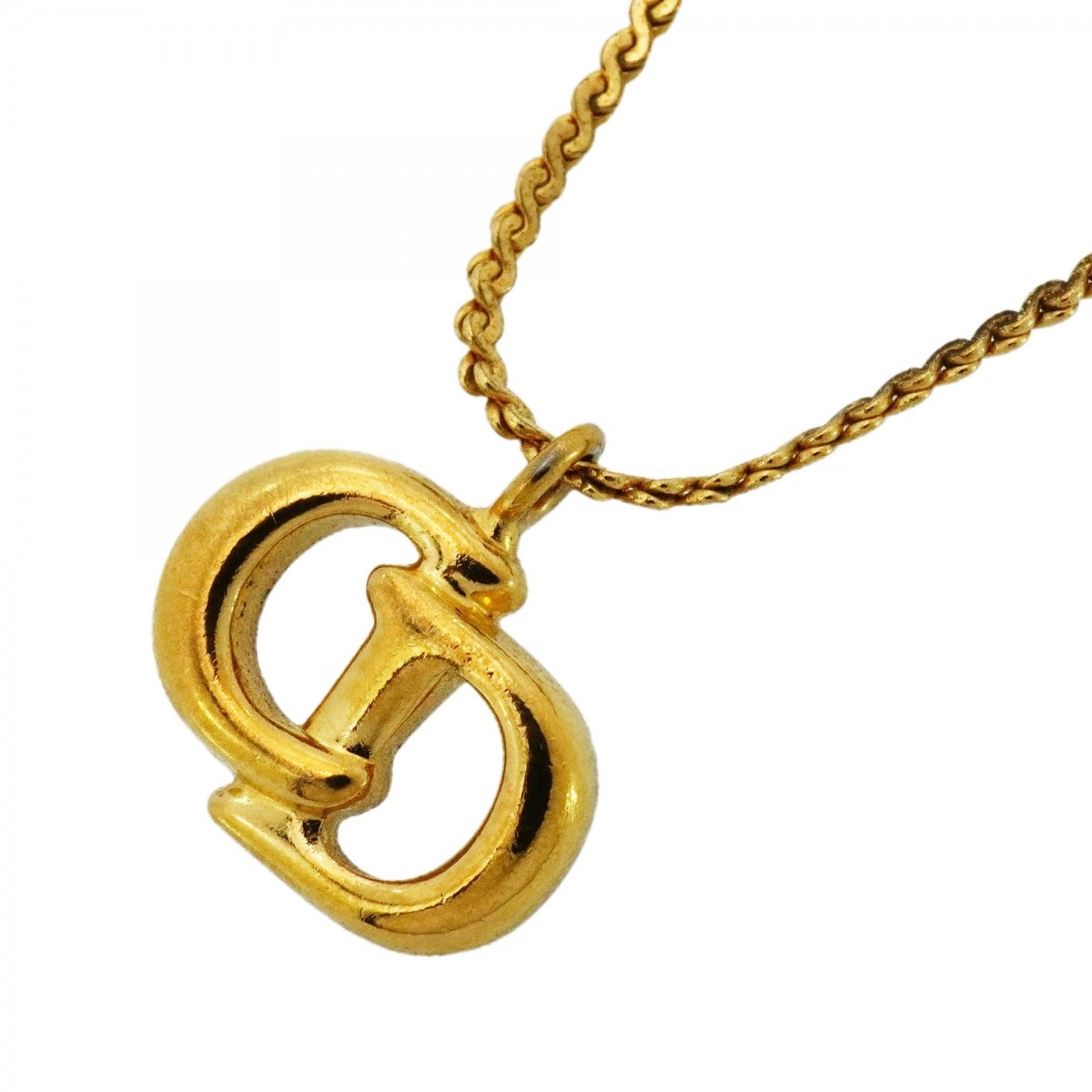 【6jcb0957-k】クリスチャンディオール ネックレス CDロゴ GPメッキ ゴールド【中古】レディース