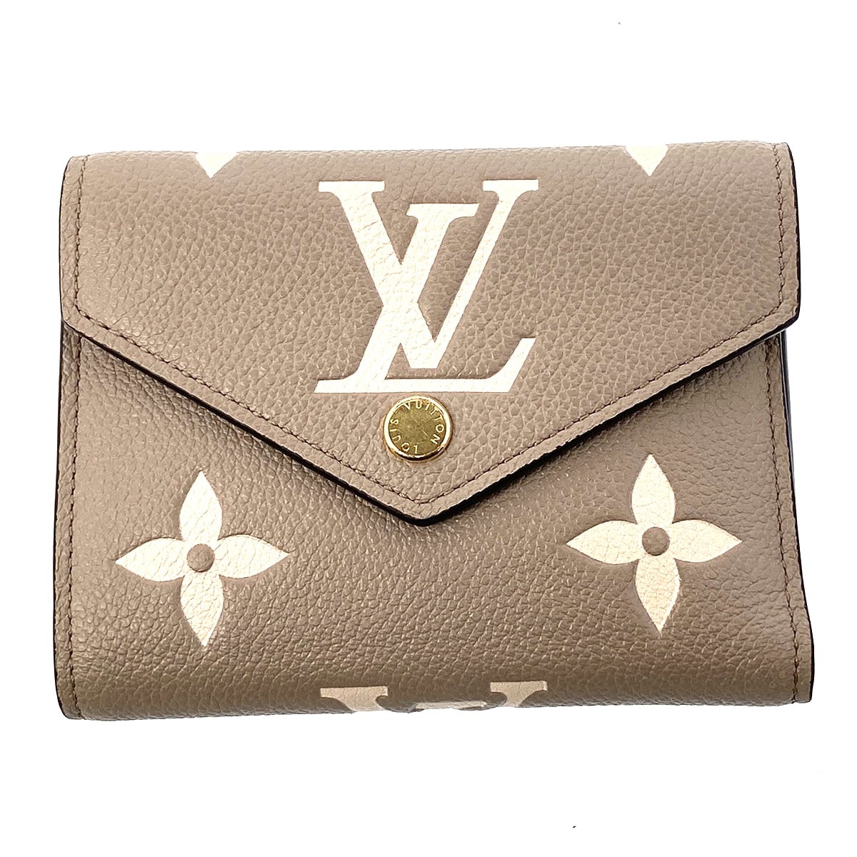 LOUIS VUITTON ルイ・ヴィトン ポルトフォイユ ヴィクトリーヌ 三つ折り財布 M82479 モノグラムアンプラント ベージュ バイカラー レディース【中古】