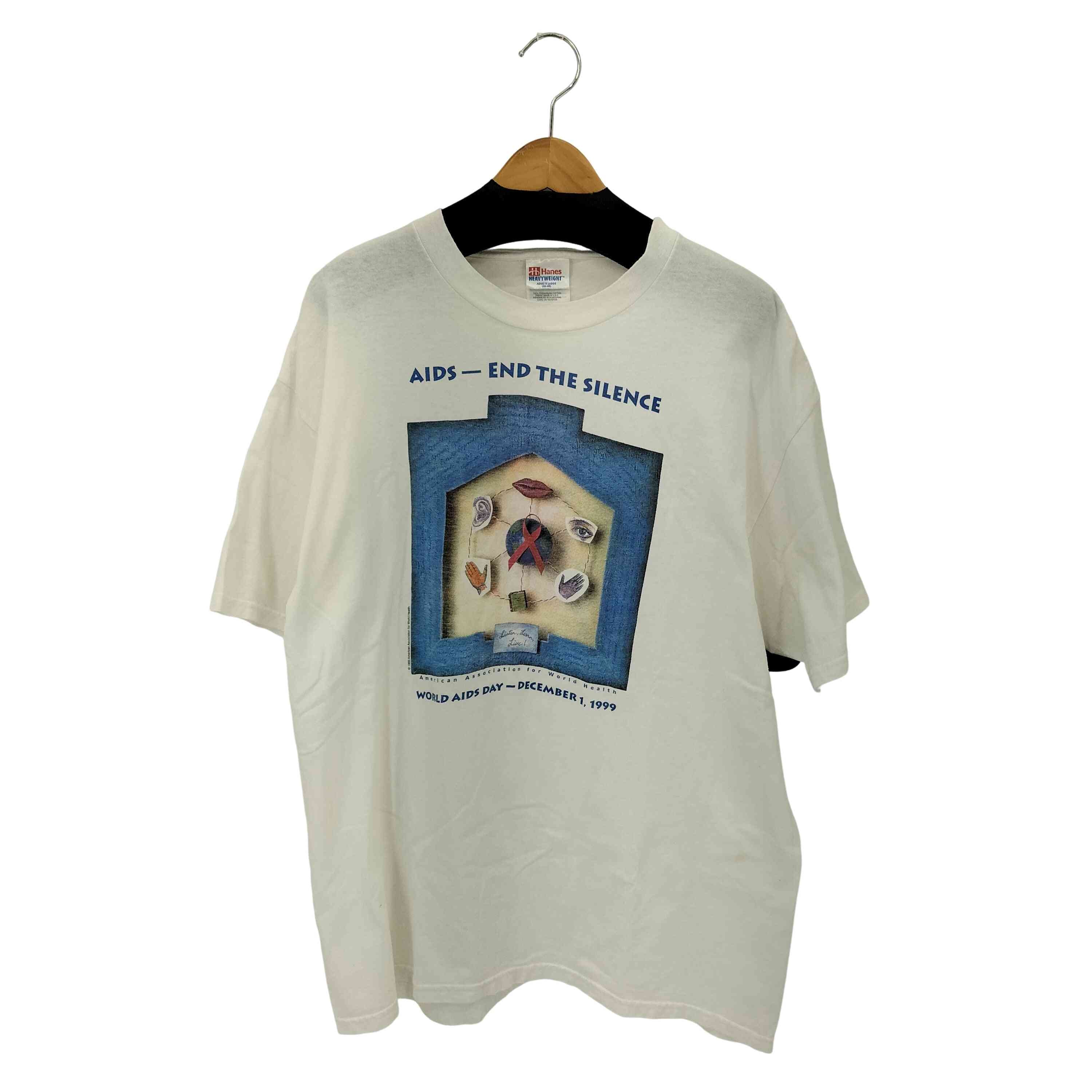 90s AIDS END THE SILENCE プリントクルーネックTシャツ【1141846896316】