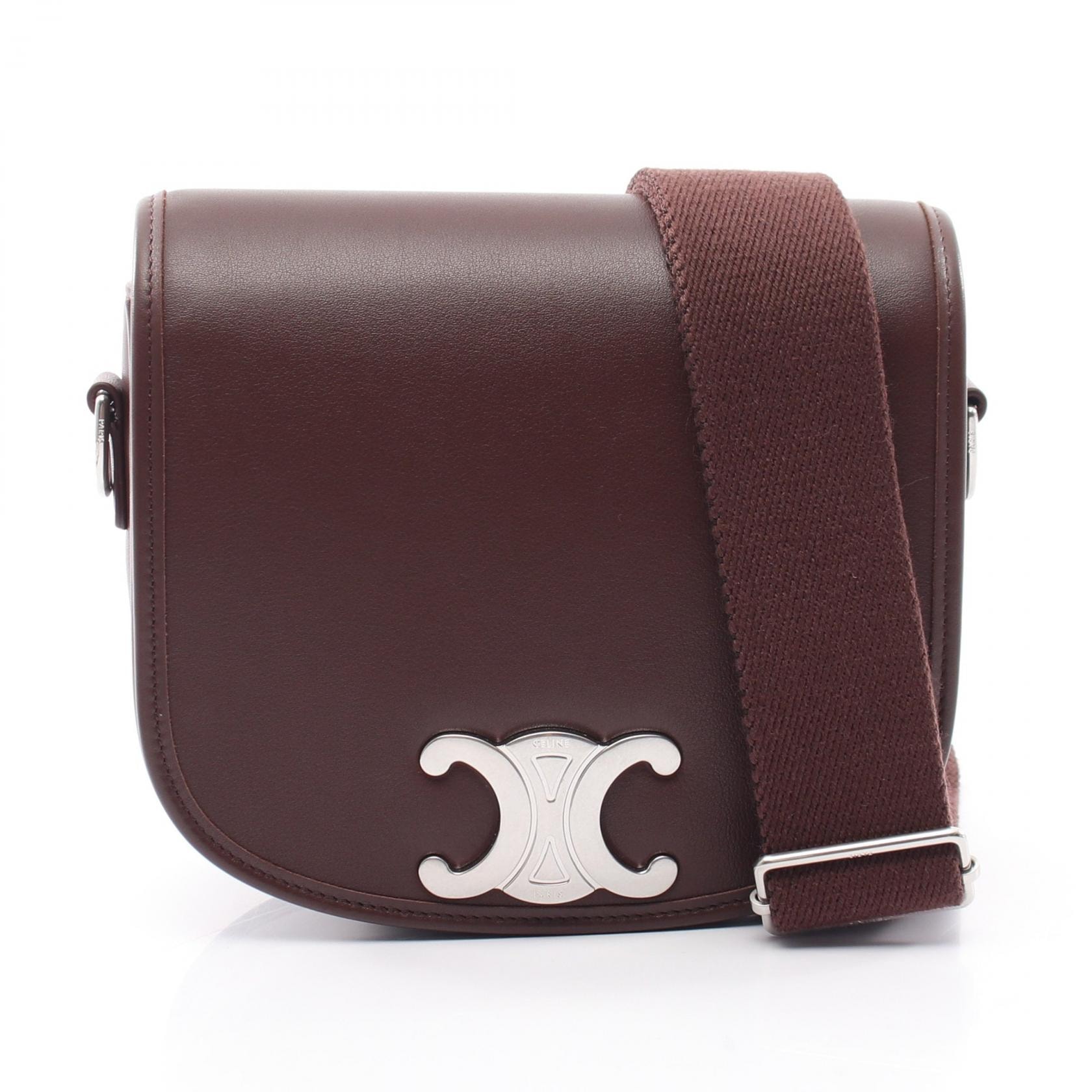 セリーヌ CELINE ブザス トリオンフ ショルダーバッグ バッグ レザー メンズ ブラウン系 117883GAO 【中古】