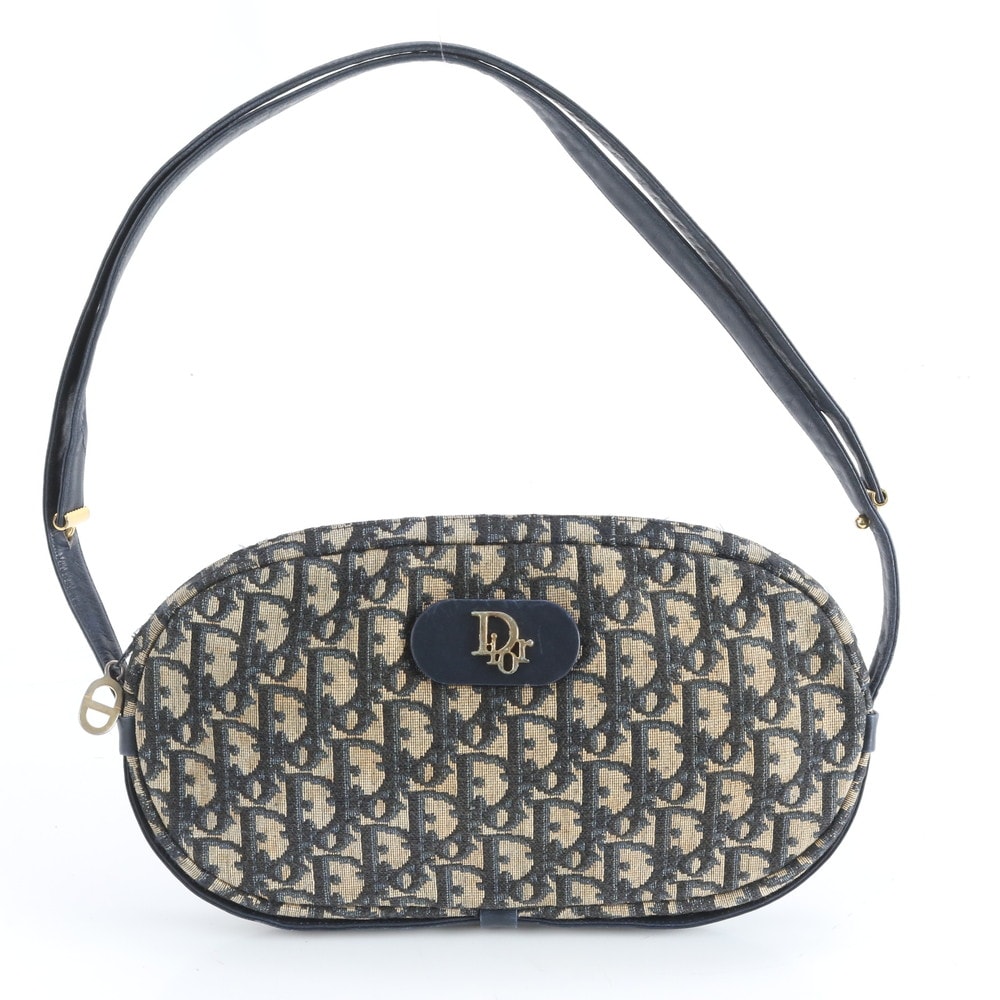 ディオール トロッターショルダーバッグ レザー×キャンバス