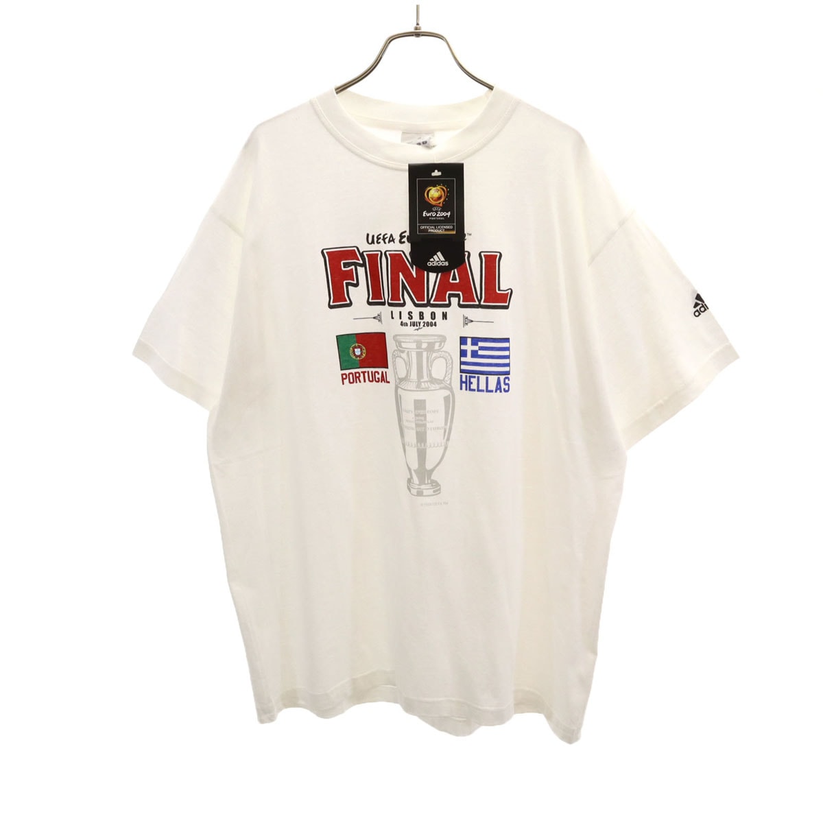 adidas アディダス 記念 UEFA EURO 2004 ポルトガル ギリシャ 半袖 Tシャツ 2XO ホワイト ビッグサイズ